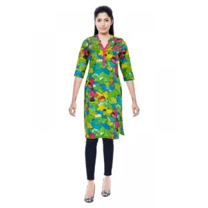 Women's Cotton Kurtis (Green, L)