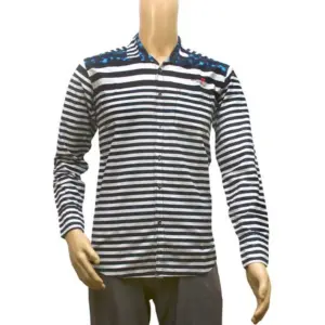 Mens Cotton Casual Men Shirts (Blue, White, XS)