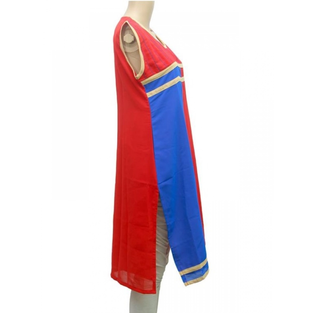 Women's Synthetic Kurtis (Red, Blue, M) - Image 4