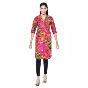 Women's Cotton Kurtis (Pink, L)