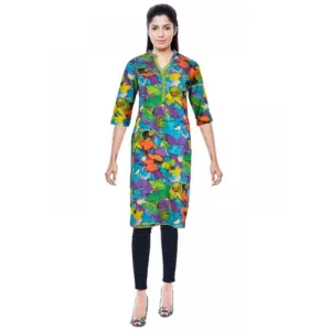 Women's Cotton Kurtis (Blue, L)