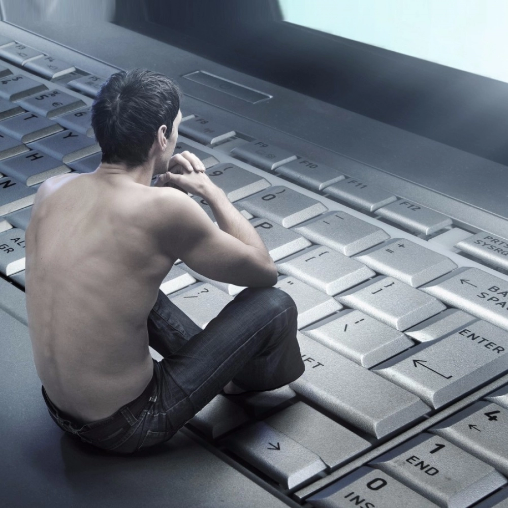 Man Sitting in Keyboard Mobile Case Cover - Image 2