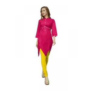 Women's Cotton Kurtis (Dark Pink, XL)