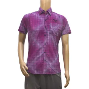 Mens Cotton Mix Casual Men Shirts (Violet, L)