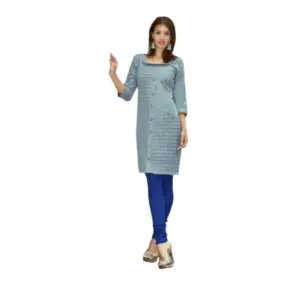 Women's Cotton Kurtis (Greyish Blue, L)