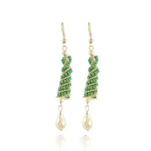 Women's Alloy Hook Dangler Hanging Earrings-Green