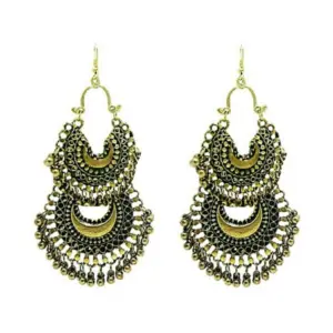 Women's Gold Plated Hook Dangler Hanging Earrings-Gold
