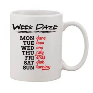 Printed Ceramic Coffee Mug - 1 Pieces, White, 11oz