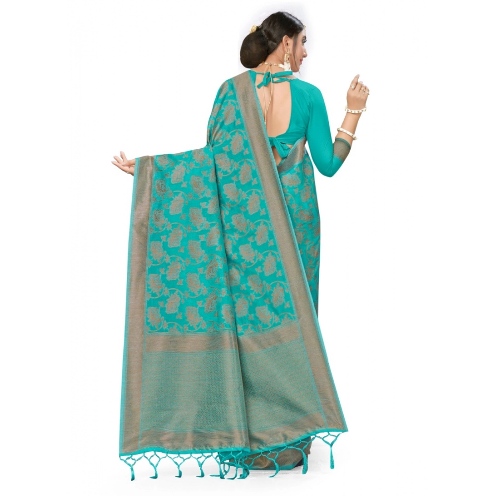 Women's Banarasi (Spun Cotton) Saree (Firoji,5-6 Mtrs) - Image 2