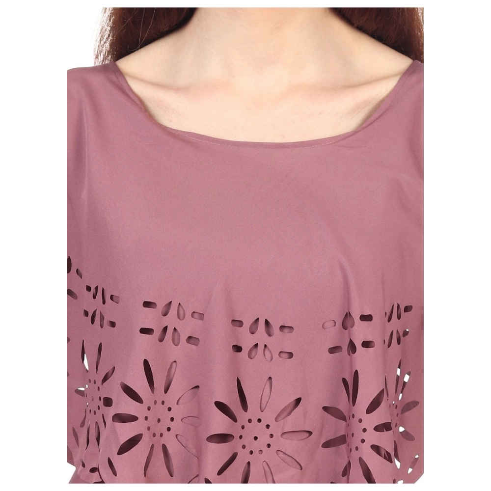 Women's Crepe Solid Sleeveless Full Length Gown(Light Brown) - Image 3