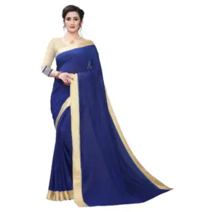 Women's Vichitra Silk Saree(Navy Blue ,5-6Mtrs)