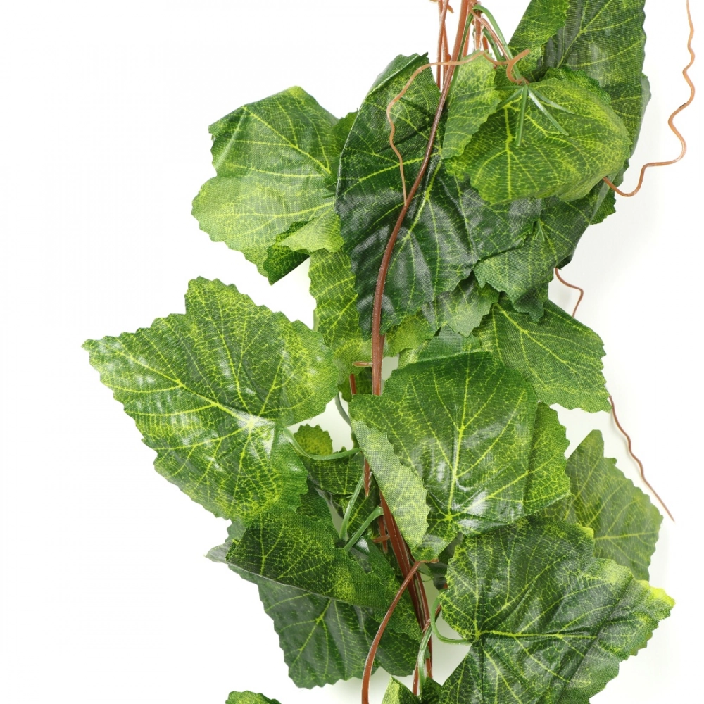 Pack Of 5 Silk Polyester Artificial Grape Leaf Vine Hanging Garland Foliage Flowers Leaf Plants For Wall Decoration (Color: Green,Length: 15 Feet) - Image 3