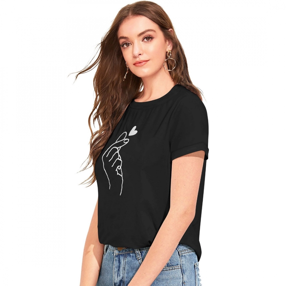 Women's Cotton Western Wear T-Shirt (Black) - Image 4