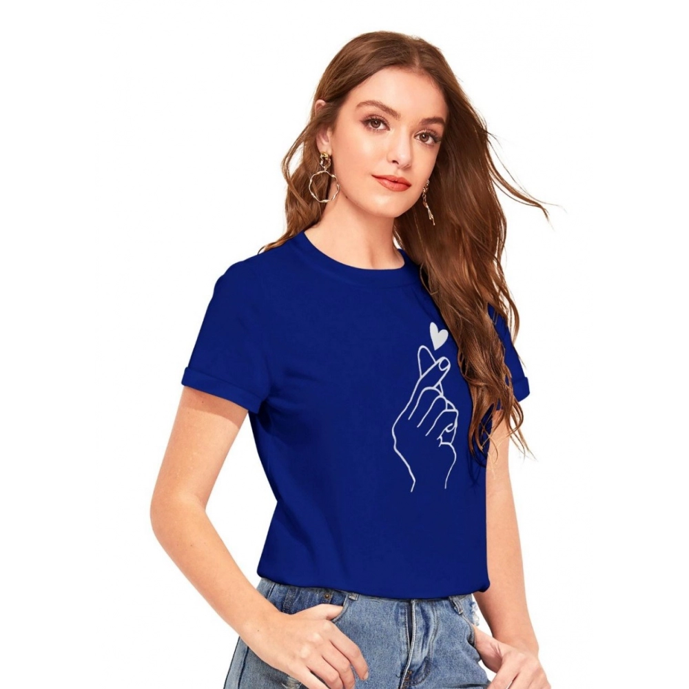 Women's Cotton Western Wear T-Shirt (Royal Blue) - Image 3