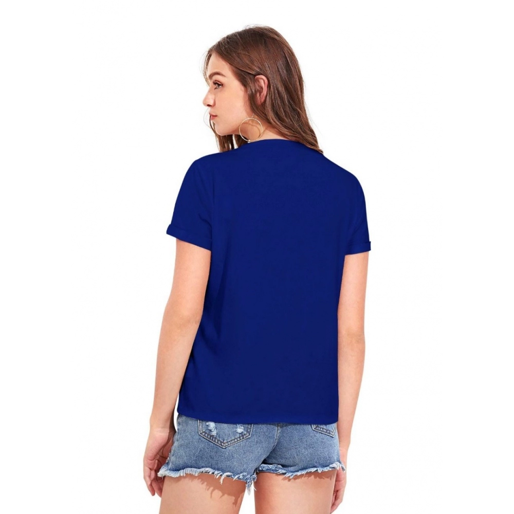 Women's Cotton Western Wear T-Shirt (Royal Blue) - Image 2