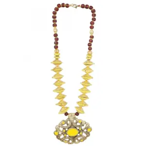 Women's Designer Yellow and Golden Beads Necklace (Color: Yellow)
