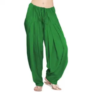 Women's Cotton Solid Patiyala (Color:Green)