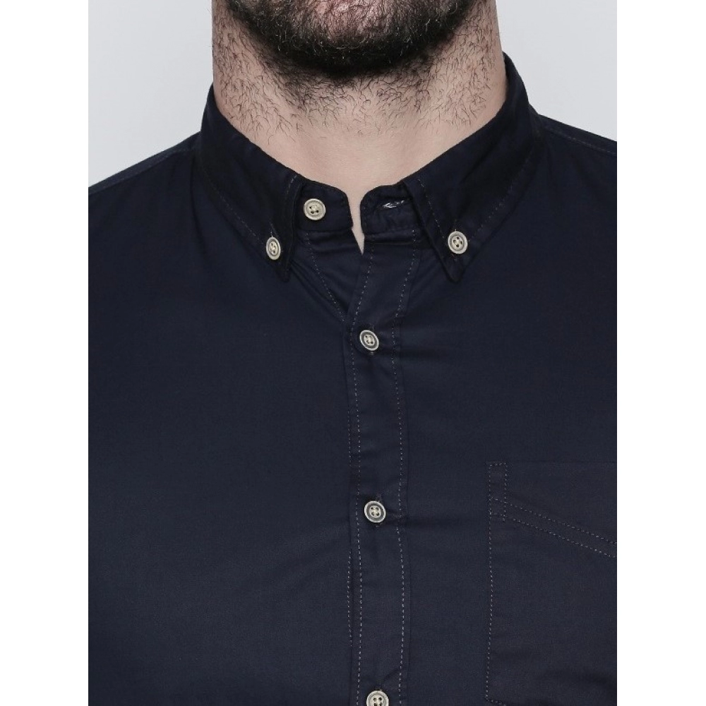 Men's Cotton Slim Fit Casual Shirt (Material: Cotton, (Color:Navy Blue) - Image 2