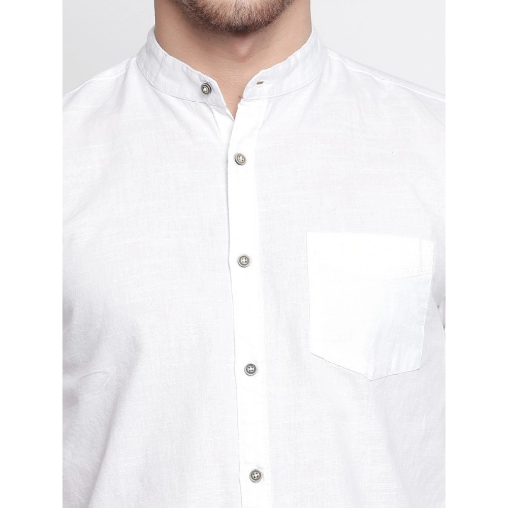 Men's Cotton Slim Fit Casual Shirt (Material: Cotton, (Color:White) - Image 2