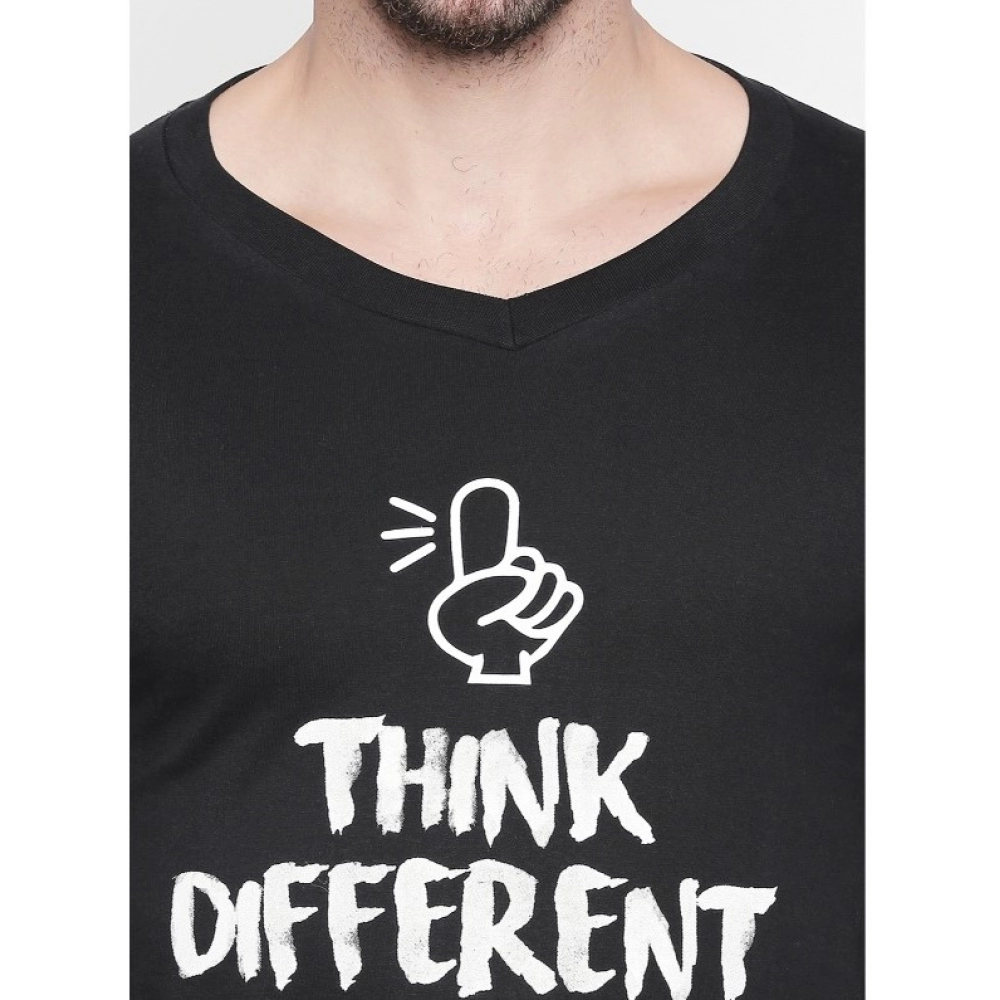 Men's Cotton Slim Fit Full Sleeve T-Shirt (Material: Cotton, (Color:Black) - Image 2