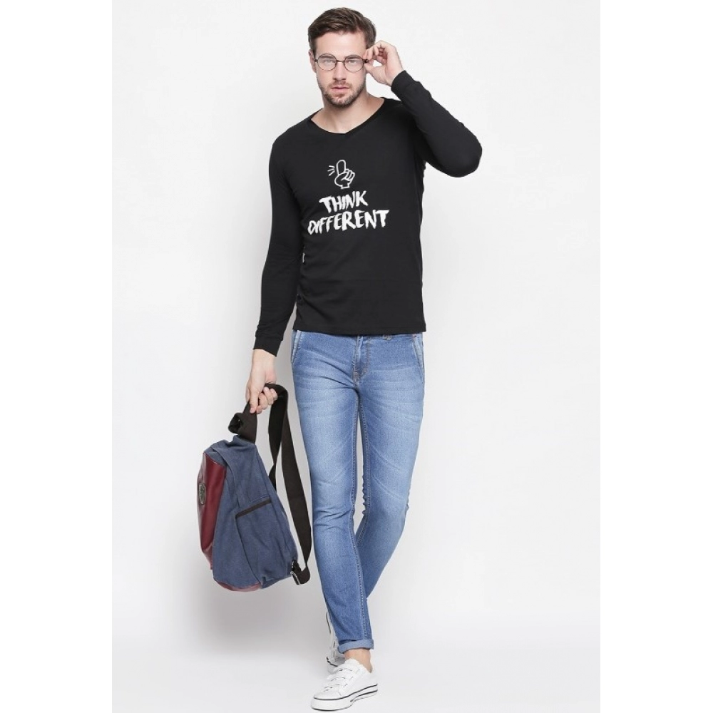Men's Cotton Slim Fit Full Sleeve T-Shirt (Material: Cotton, (Color:Black) - Image 5