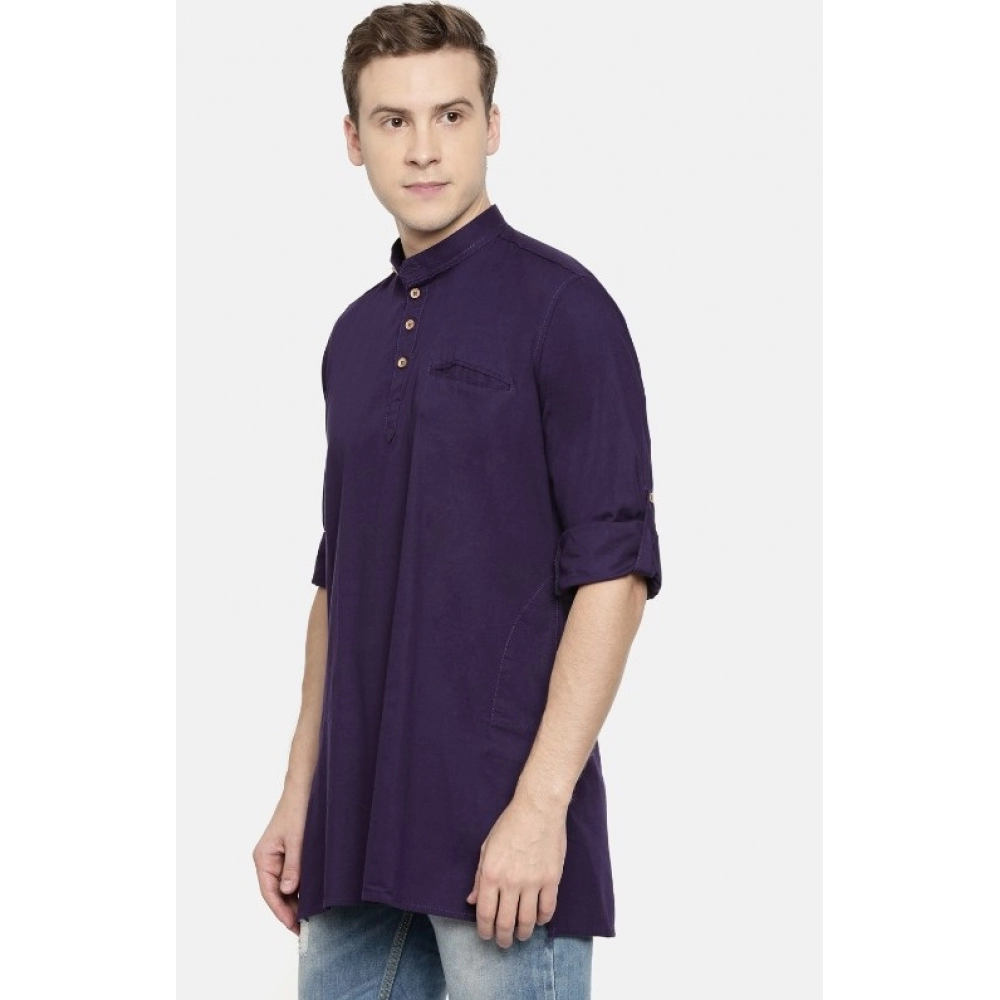 Men's Cotton Men Casual Violet Kurta Shirt (Material: Cotton, (Color:Purple) - Image 3