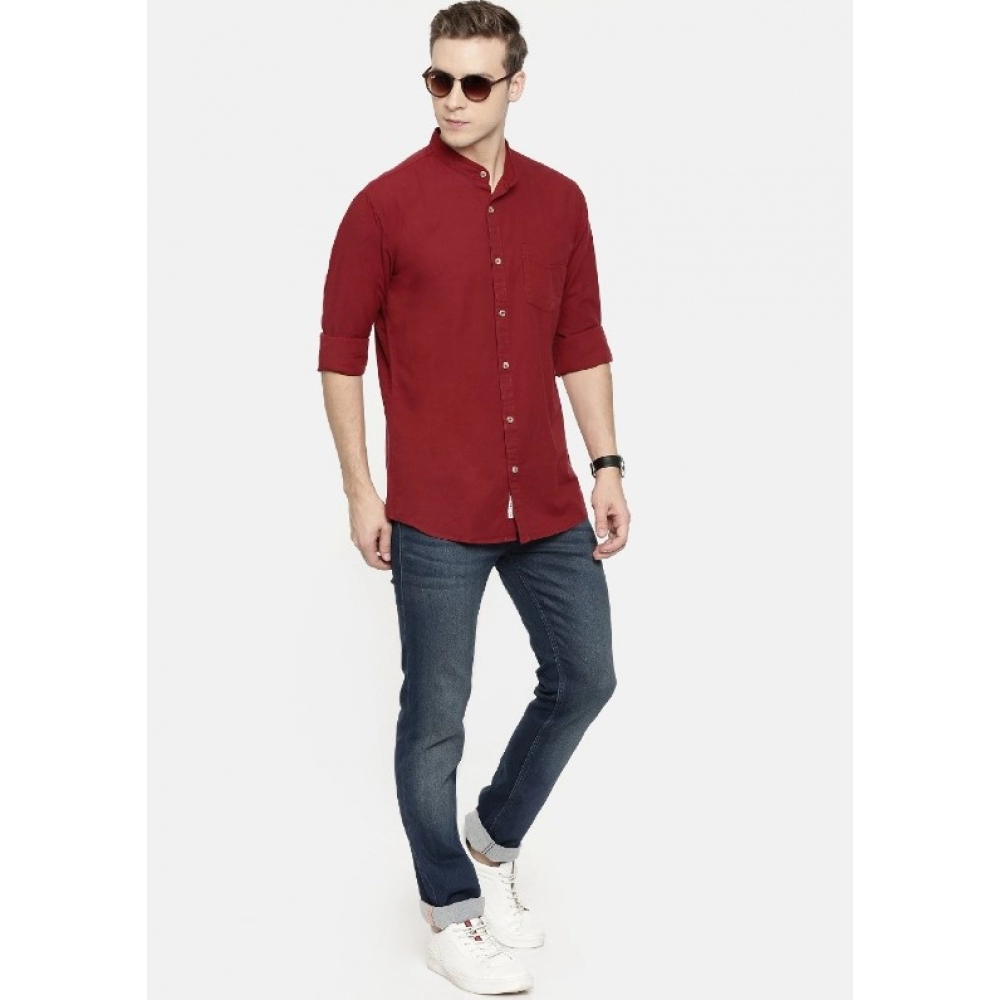 Men's Cotton Casual Shirt (Material: Cotton, (Color:Maroon) - Image 2