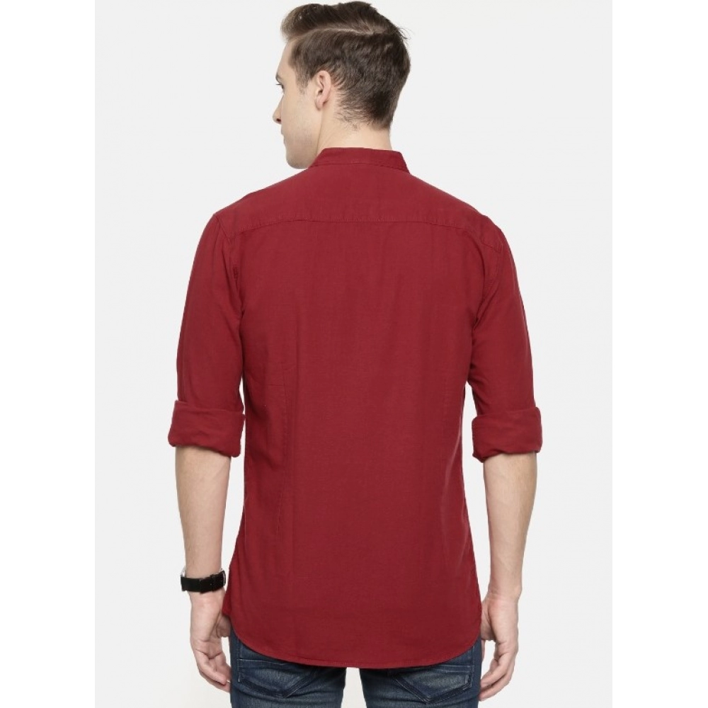 Men's Cotton Casual Shirt (Material: Cotton, (Color:Maroon) - Image 3