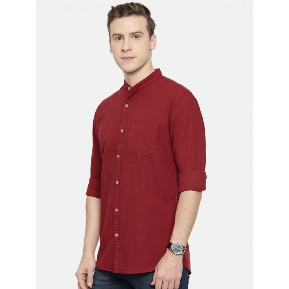 Men's Cotton Casual Shirt (Material: Cotton, (Color:Maroon) - Image 4