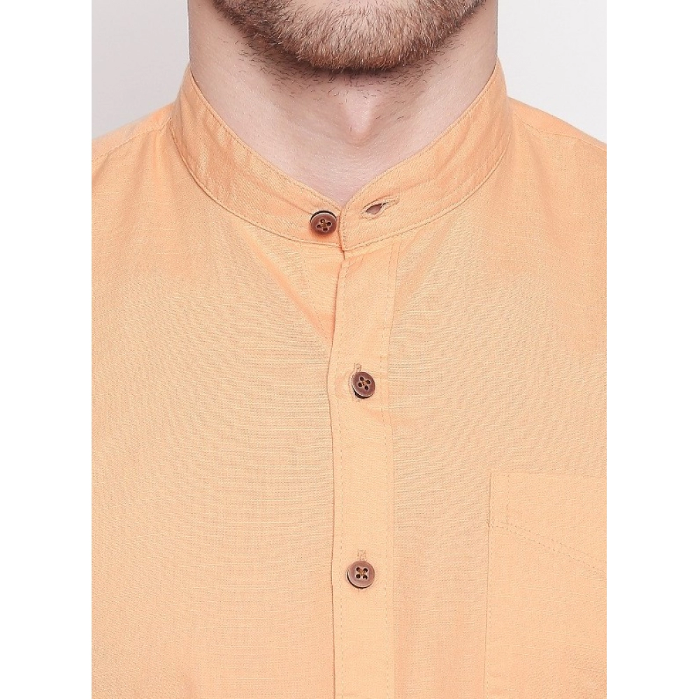 Men's Cotton Casual Shirt (Material: Cotton, (Color:Orange) - Image 3
