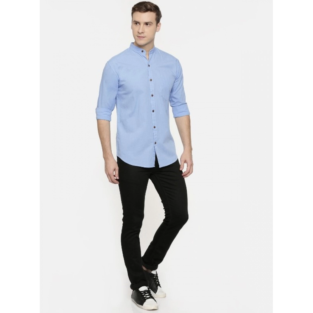 Men's Cotton Casual Shirt (Material: Cotton, (Color:Light Blue) - Image 4