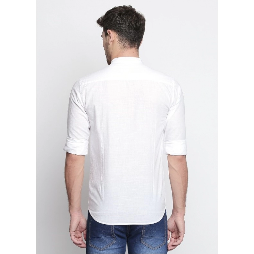 Men's Cotton Slim Fit Casual Shirt (Material: Cotton, (Color:White) - Image 3