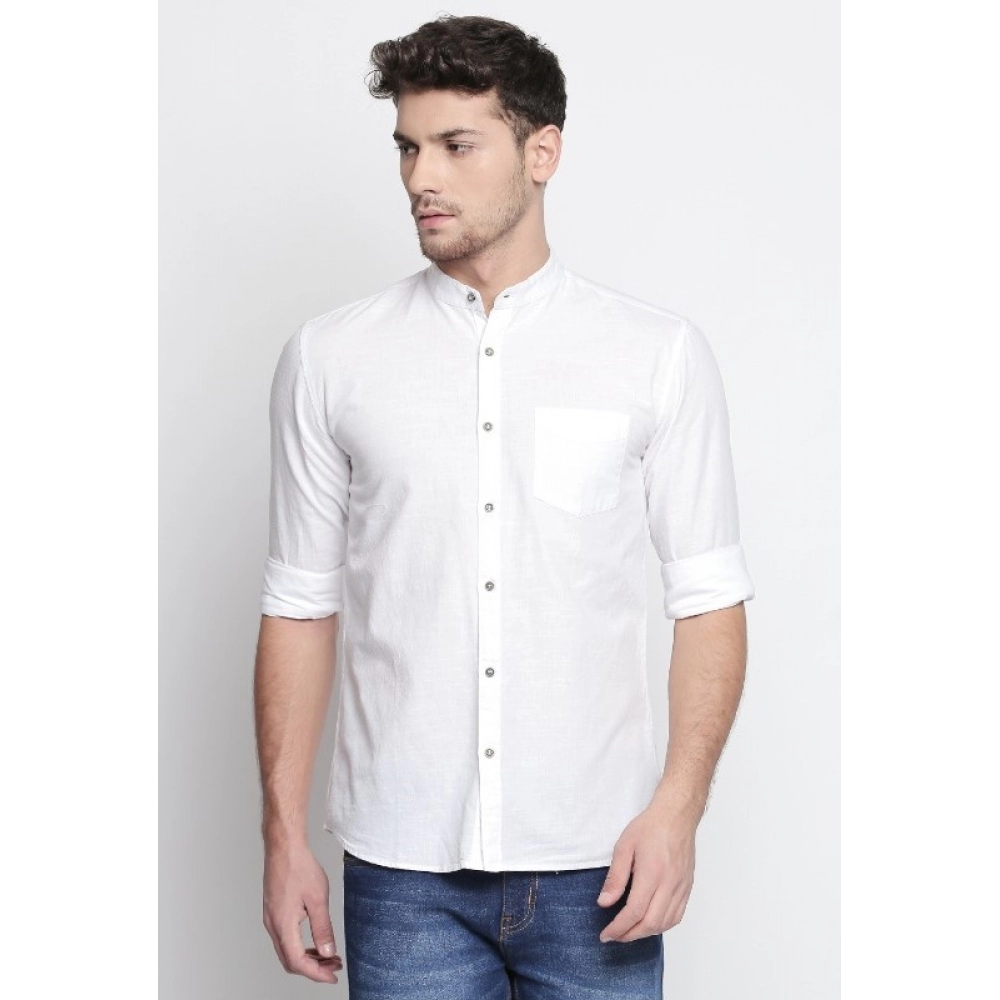 Men's Cotton Slim Fit Casual Shirt (Material: Cotton, (Color:White) - Image 4