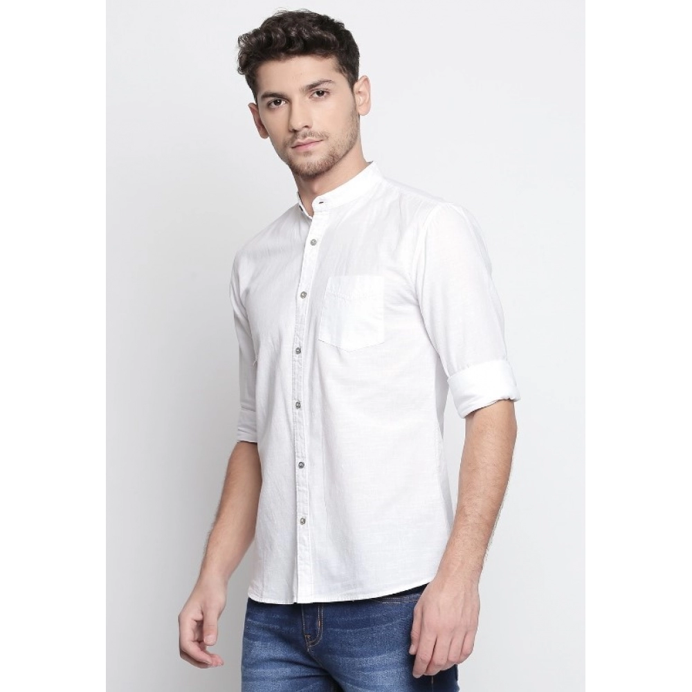 Men's Cotton Slim Fit Casual Shirt (Material: Cotton, (Color:White) - Image 5