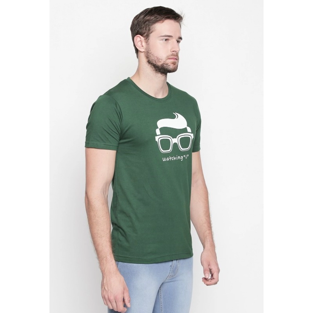 Men's Cotton Slim Fit Half Sleeve T-Shirt (Material: Cotton, (Color:Green) - Image 4