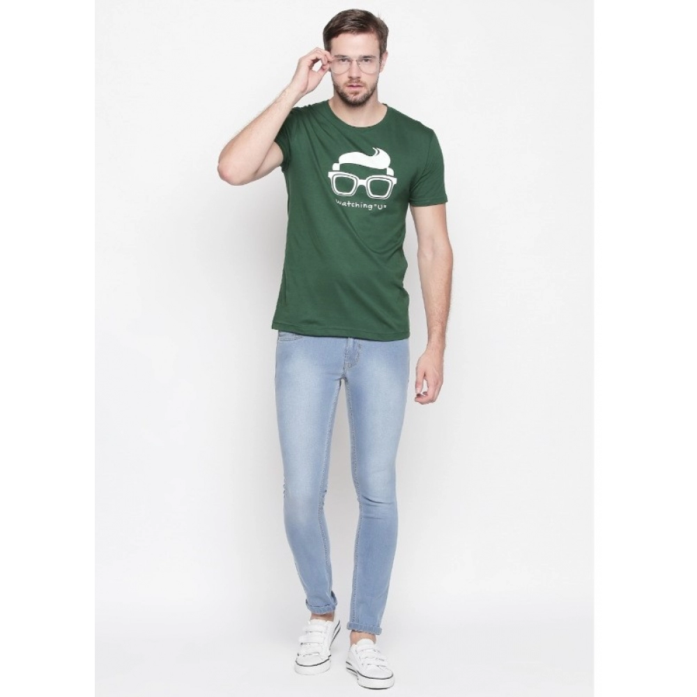 Men's Cotton Slim Fit Half Sleeve T-Shirt (Material: Cotton, (Color:Green) - Image 5