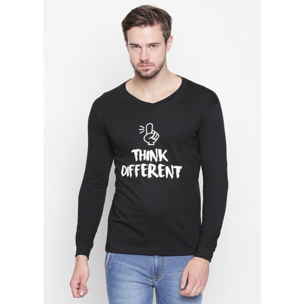 Men's Cotton Slim Fit Full Sleeve T-Shirt (Material: Cotton, (Color:Black) - Image 7