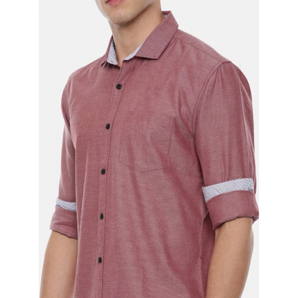 Men's Cotton Slim Fit Casual Shirt (Material: Cotton, (Color:Red) - Image 2