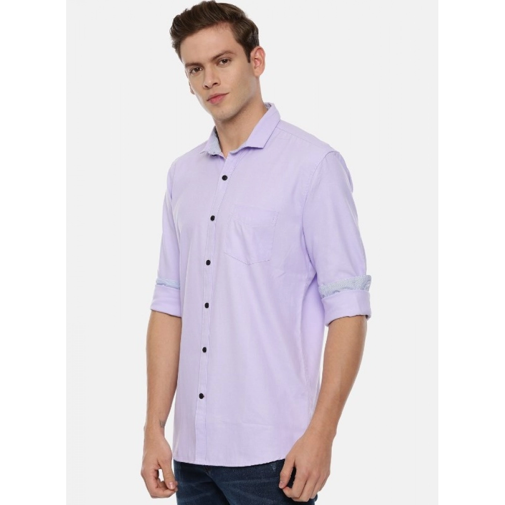 Men's Cotton Slim Fit Casual Shirt (Material: Cotton, (Color:Purple) - Image 4