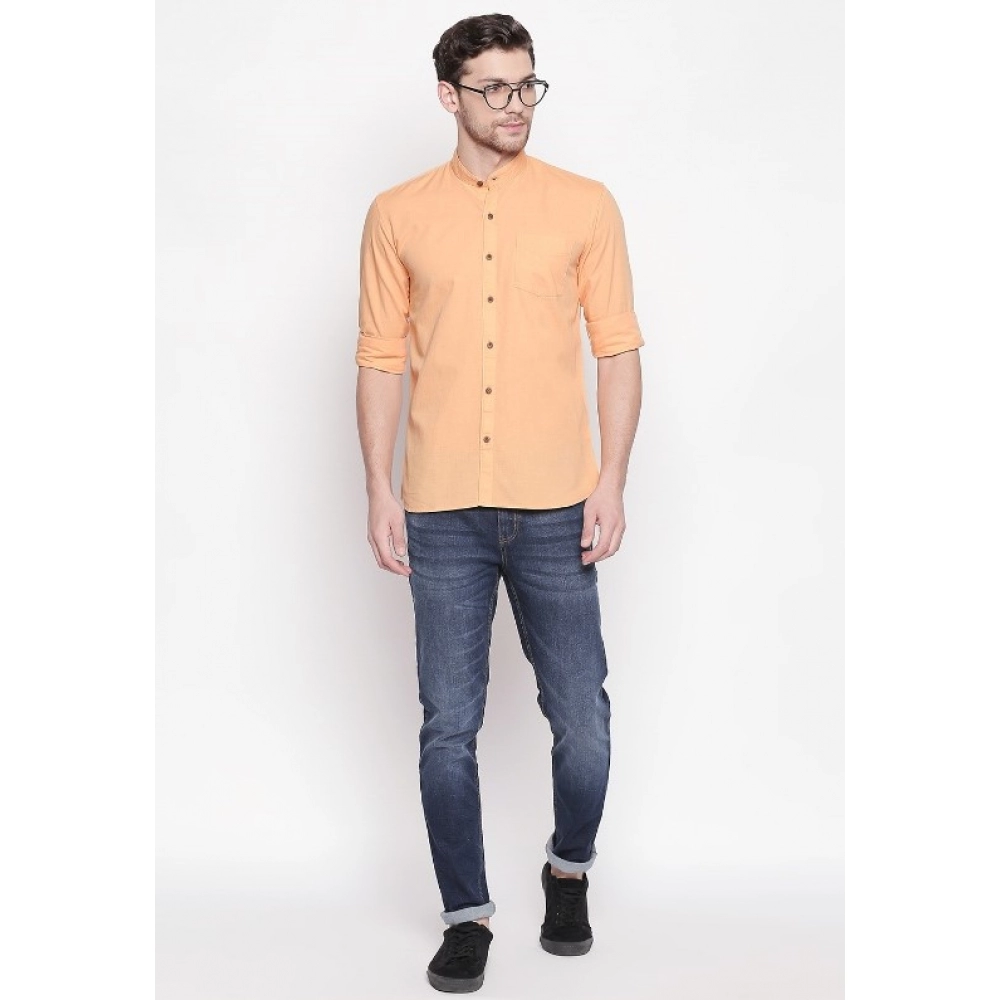 Men's Cotton Casual Shirt (Material: Cotton, (Color:Orange) - Image 2
