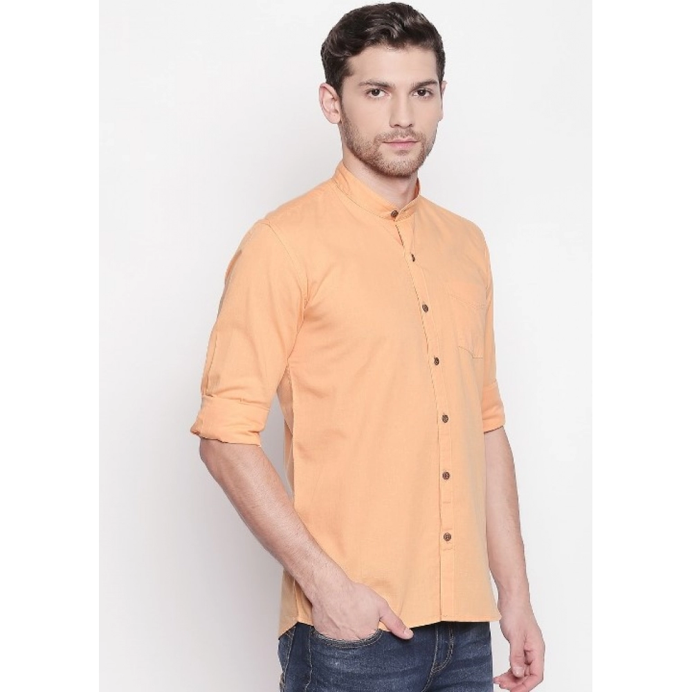 Men's Cotton Casual Shirt (Material: Cotton, (Color:Orange) - Image 5