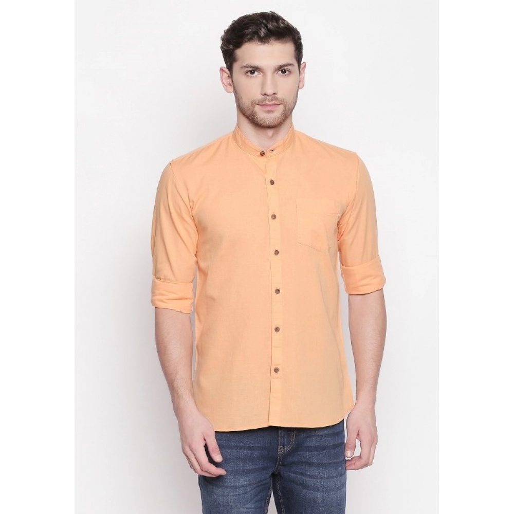 Men's Cotton Casual Shirt (Material: Cotton, (Color:Orange) - Image 7