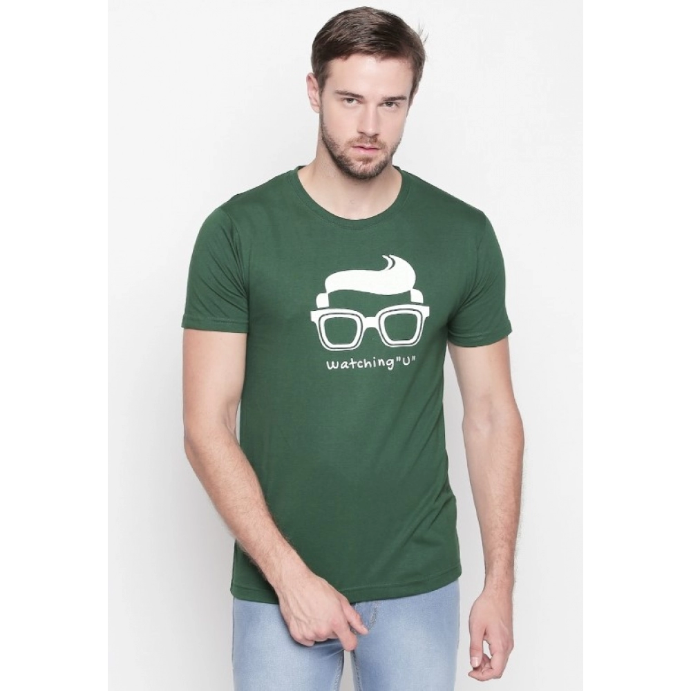 Men's Cotton Slim Fit Half Sleeve T-Shirt (Material: Cotton, (Color:Green) - Image 7