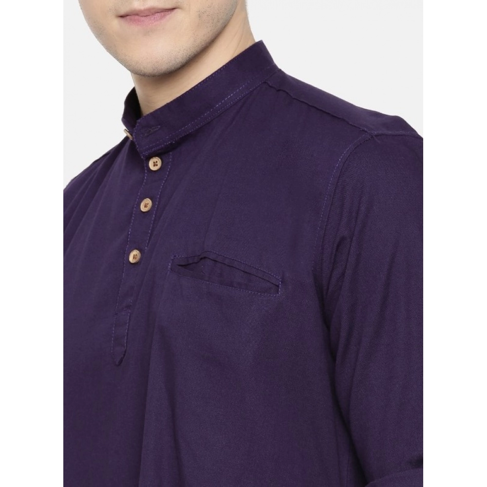 Men's Cotton Men Casual Violet Kurta Shirt (Material: Cotton, (Color:Purple) - Image 4