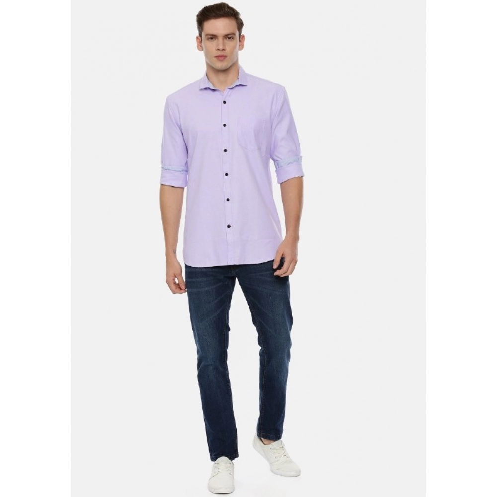 Men's Cotton Slim Fit Casual Shirt (Material: Cotton, (Color:Purple) - Image 3