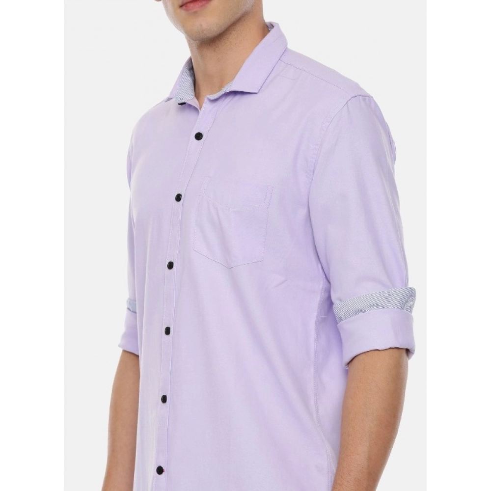 Men's Cotton Slim Fit Casual Shirt (Material: Cotton, (Color:Purple) - Image 2