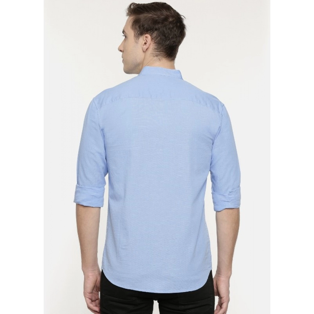 Men's Cotton Casual Shirt (Material: Cotton, (Color:Light Blue) - Image 3