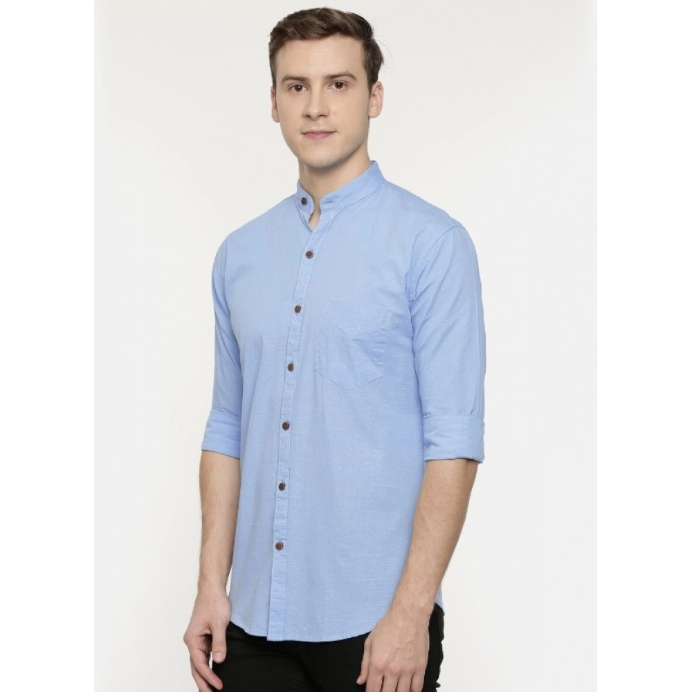 Men's Cotton Casual Shirt (Material: Cotton, (Color:Light Blue) - Image 5