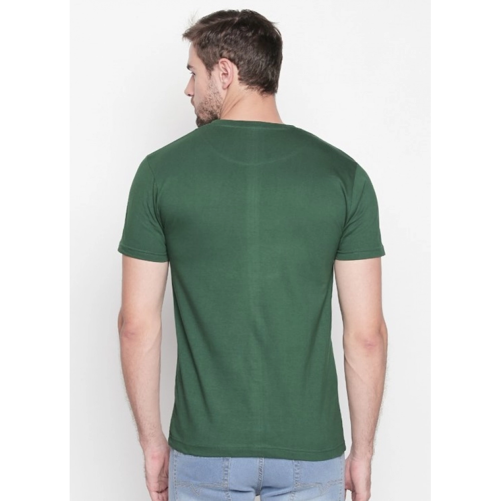 Men's Cotton Slim Fit Half Sleeve T-Shirt (Material: Cotton, (Color:Green) - Image 3