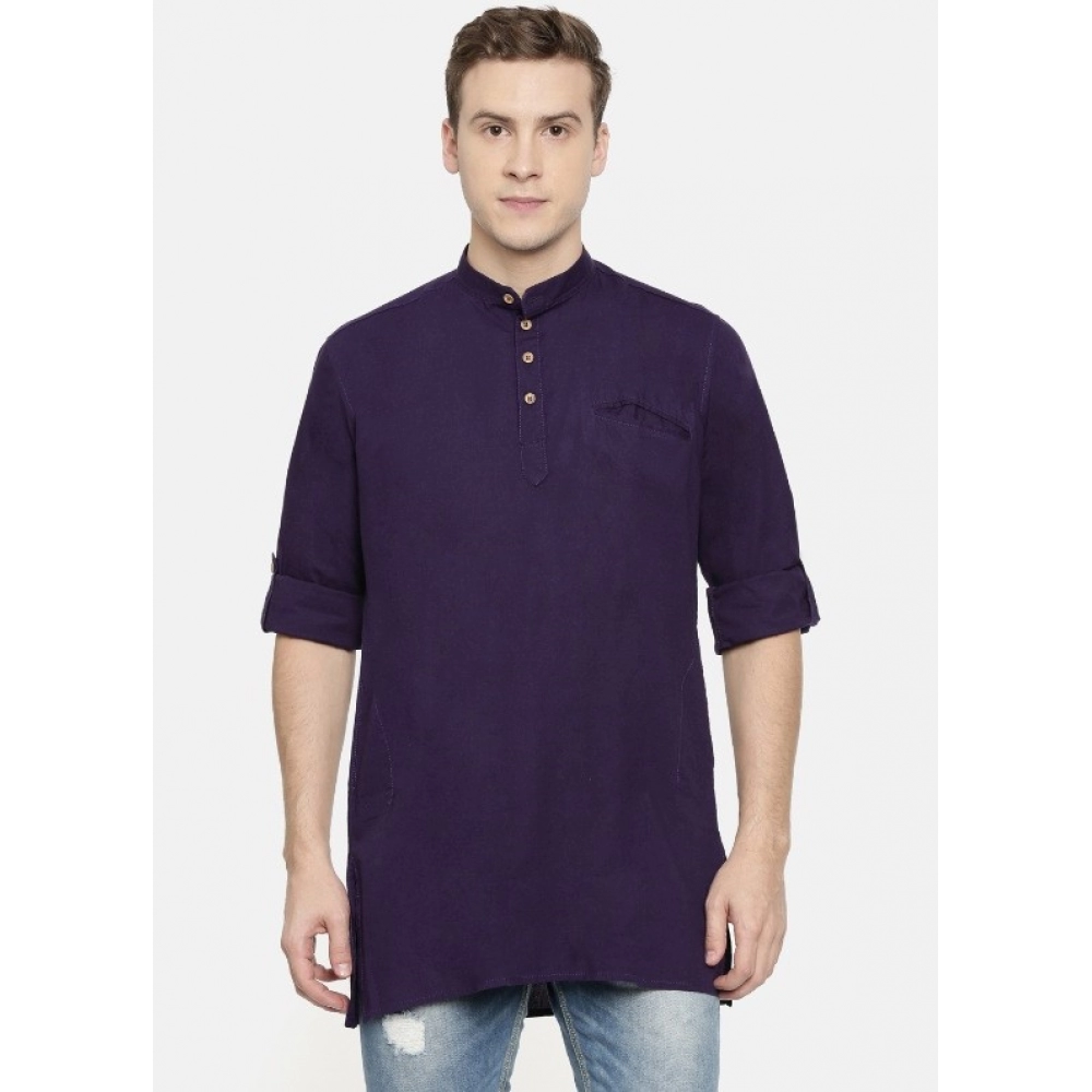 Men's Cotton Men Casual Violet Kurta Shirt (Material: Cotton, (Color:Purple) - Image 6